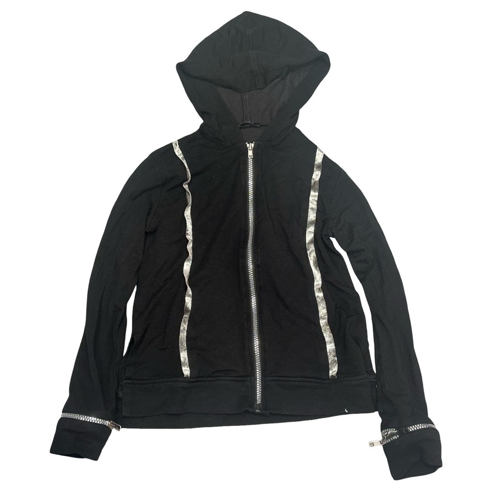 GUC Zara Terez Girls Small Black Sweatshirt Jacket with Silver Details